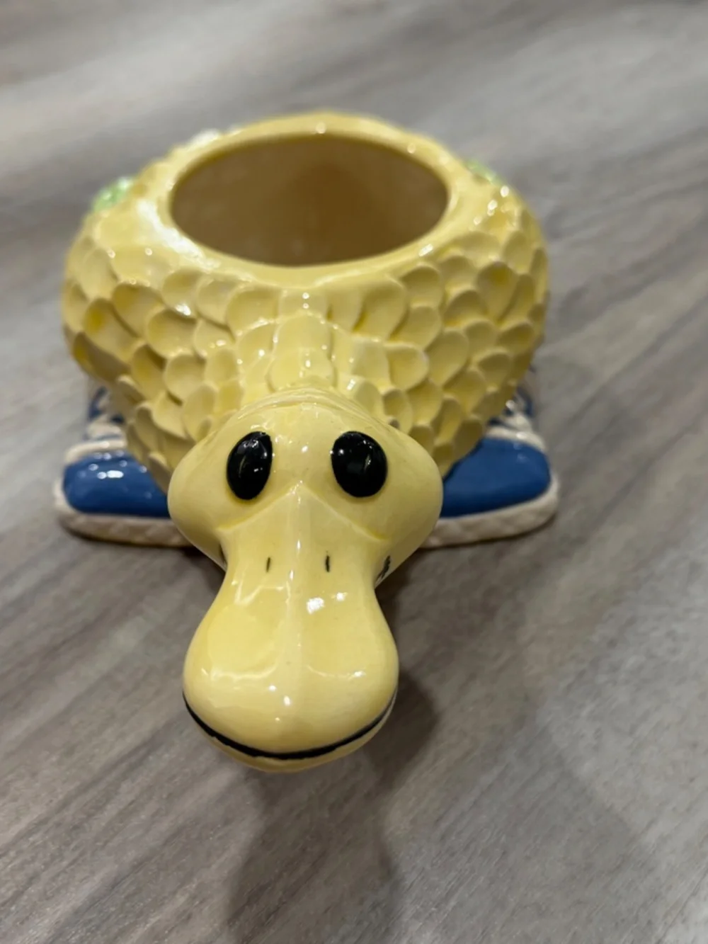 Vintage Ceramic Duck Planter Yellow Bird Vase Sneaker Base